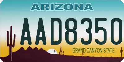 AZ license plate AAD8350