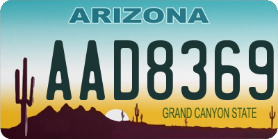 AZ license plate AAD8369