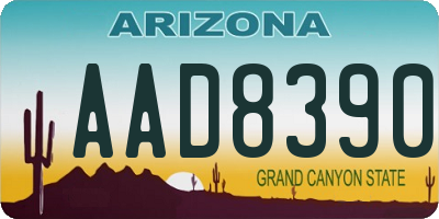AZ license plate AAD8390