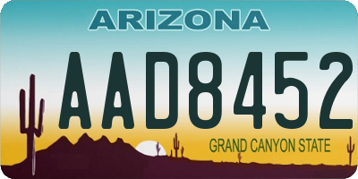 AZ license plate AAD8452