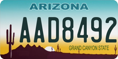 AZ license plate AAD8492