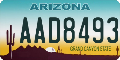 AZ license plate AAD8493