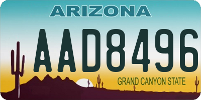 AZ license plate AAD8496