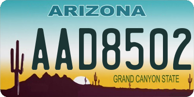 AZ license plate AAD8502