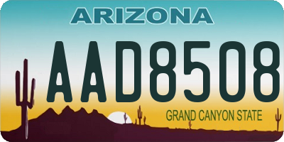 AZ license plate AAD8508