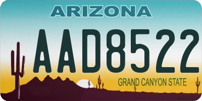 AZ license plate AAD8522