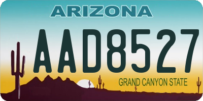 AZ license plate AAD8527