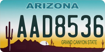 AZ license plate AAD8536