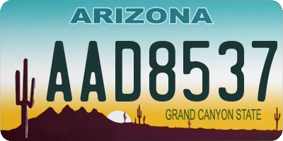 AZ license plate AAD8537