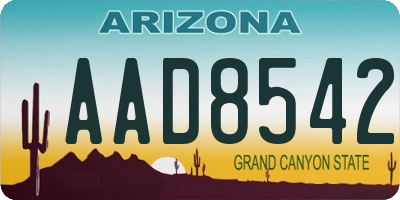 AZ license plate AAD8542