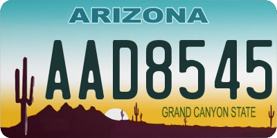 AZ license plate AAD8545