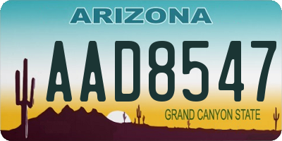 AZ license plate AAD8547