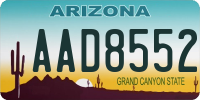 AZ license plate AAD8552