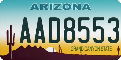 AZ license plate AAD8553