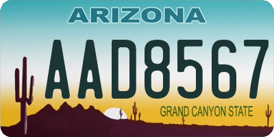 AZ license plate AAD8567
