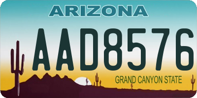 AZ license plate AAD8576