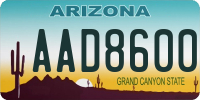 AZ license plate AAD8600