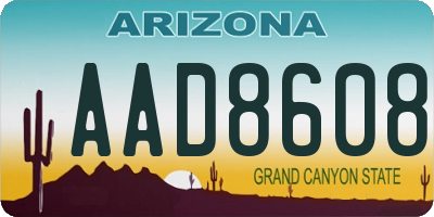 AZ license plate AAD8608