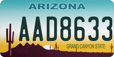 AZ license plate AAD8633
