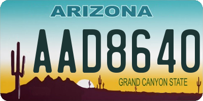 AZ license plate AAD8640