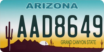 AZ license plate AAD8649