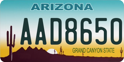 AZ license plate AAD8650