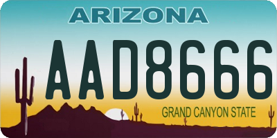 AZ license plate AAD8666