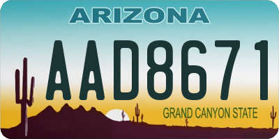 AZ license plate AAD8671