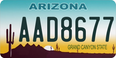 AZ license plate AAD8677