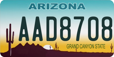 AZ license plate AAD8708