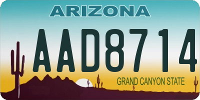 AZ license plate AAD8714