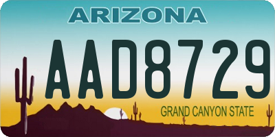 AZ license plate AAD8729