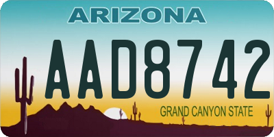 AZ license plate AAD8742