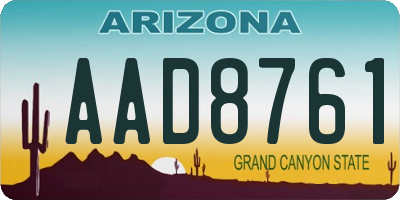 AZ license plate AAD8761