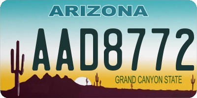 AZ license plate AAD8772