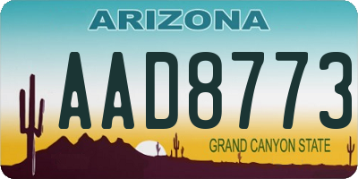 AZ license plate AAD8773