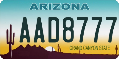 AZ license plate AAD8777