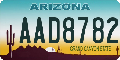 AZ license plate AAD8782