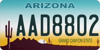 AZ license plate AAD8802