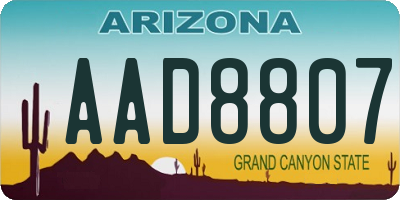 AZ license plate AAD8807