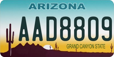 AZ license plate AAD8809