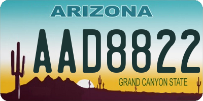 AZ license plate AAD8822
