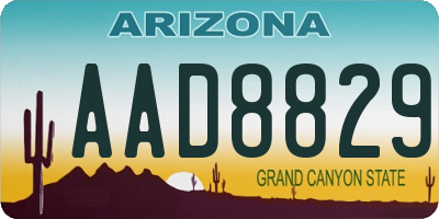 AZ license plate AAD8829