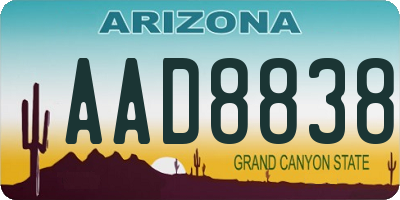 AZ license plate AAD8838