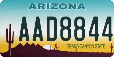 AZ license plate AAD8844