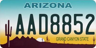 AZ license plate AAD8852