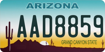 AZ license plate AAD8859