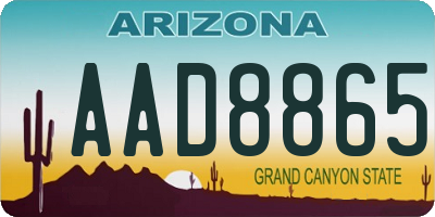 AZ license plate AAD8865