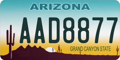 AZ license plate AAD8877