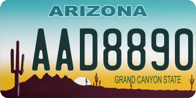 AZ license plate AAD8890